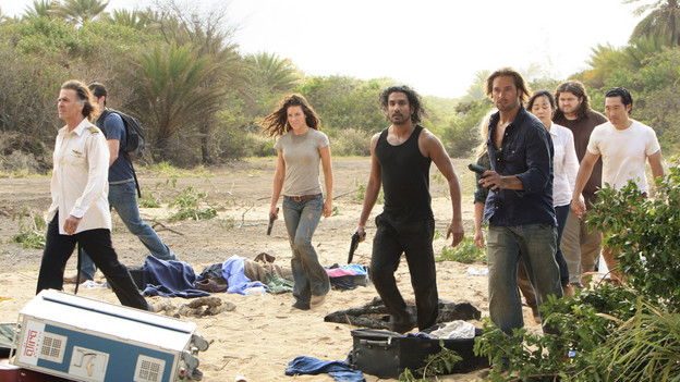 LOST - "The Candidate" - Jack must decide whether or not to trust Locke after he is asked to follow through on a difficult task, on "Lost," TUESDAY, MAY 4 (9:00-10:02 p.m., ET) on the ABC Television Network. (ABC/MARIO PEREZ) JEFF FAHEY, MATTHEW FOX (OBSCURED), EVANGELINE LILLY, NAVEEN ANDREWS, JOSH HOLLOWAY, YUNJIN KIM, JORGE GARCIA, DANIEL DAE KIM