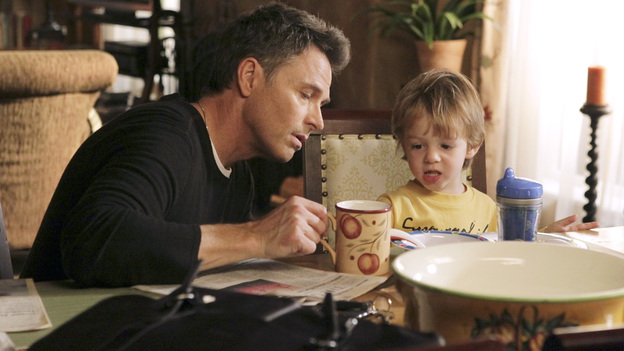 PRIVATE PRACTICE - "Are You My Mother?" -- Cooper struggles with whether or not to punish Mason after he catches him stealing; Pete and Violet find it hard to split time with Lucas now that they're living apart; Addison makes changes in her home life to prepare for a potential new baby; Violet and Jake work with two women and a man involved in a polyamorous triad; meanwhile Amelia returns to the practice and realizes how badly she hurt Sheldon when she was abusing drugs, on "Private Practice," THURSDAY, JANUARY 5 (10:02-11:00 p.m., ET) on the ABC Television Network. (ABC/KAREN NEAL)TIM DALY, JACK/JOEY BOBO