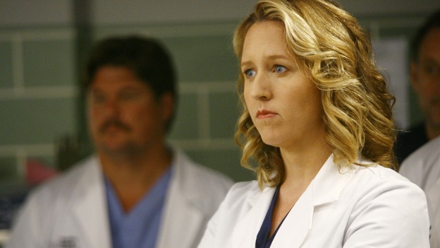 GREY'S ANATOMY - "Dream a Little Dream of Me" - On the two-hour season premiere of "Grey's Anatomy," Meredith and Derek learn that "happily ever after" isn't easy, a military doctor who brings in a trauma patient catches Cristina's eye, and the Chief and his staff reel at the news that Seattle Grace is no longer nationally ranked as a top-tier teaching hospital, on "Grey's Anatomy," THURSDAY, SEPTEMBER 25 (9:00-11:00 p.m., ET) on the ABC Television Network. (ABC/SCOTT GARFIELD)BROOKE SMITH