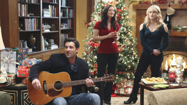 GREY'S ANATOMY - "Holidaze" -- As Thanksgiving, Christmas and New Year's pass, Miranda is visited by her father, William, who disapproves of her choices in life; meanwhile, Mark and Lexie must cope with the shocking arrival of a woman from his past, and Thatcher Grey questions the Chief's recent behavior as Meredith comes to his defense, on "Grey's Anatomy," THURSDAY, NOVEMBER 19 (9:00-10:01 p.m., ET) on the ABC Television Network. (ABC/DANNY FELD)PATRICK DEMPSEY, CHYLER LEIGH, LEVEN RAMBIN
