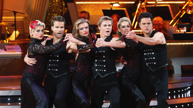 DANCING WITH THE STARS - "Episode 907" - Each of the remaining couples danced an individual routine, in addition to a team group routine, on "Dancing with the Stars," MONDAY, NOVEMBER 2 (8:00-10:02 p.m., ET) on the ABC Television Network. (ABC/ADAM LARKEY)KELLY OSBOURNE, LOUIS VAN AMSTEL, JOANNA KRUPA, DEREK HOUGH, KYM JOHNSON, DONNY OSMOND