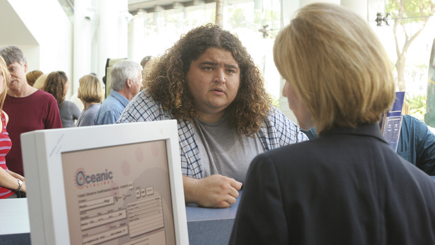 LOST - "Exodus" - Hurley at the Oceanic ticketing counter, on "Lost," on THURSDAY, MAY 18 on the ABC&nbsp;Television Network. (ABC/MARIO PEREZ) JORGE GARCIA, SUZANNE TUNER