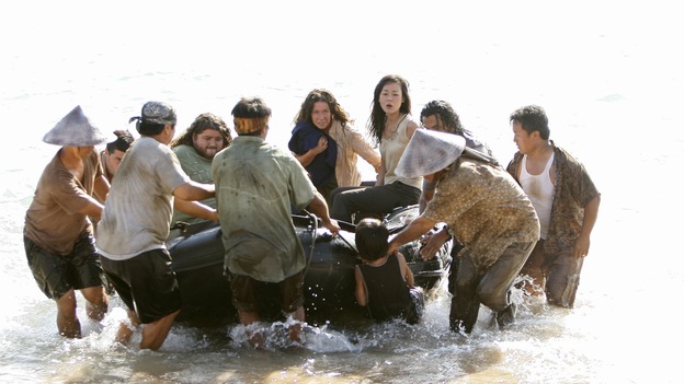 LOST - "There's No Place Like Home," Parts 2 & 3 - The face-off between the survivors and the freighter people continues, and the Oceanic Six find themselves closer to rescue, on the two-hour Season Finale of "Lost," THURSDAY, MAY 29 (9:00-11:00 p.m., ET) on the ABC Television Network. (ABC/MARIO PEREZ)MATTHEW FOX, JORGE GARCIA, EVANGELINE LILLY, YUNJIN KIM, NAVEEN ANDREWS