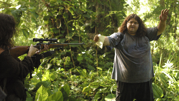 102301_7494 -- LOST - "Numbers" - When Hurley becomes obsessed with the French woman and heads into the jungle to find her, Jack, Sayid and Charlie have no choice but to follow. Meanwhile, Locke asks Claire to help build a mysterious item, on "Lost," WEDNESDAY, MARCH 2 (8:00-9:03 p.m., ET), on the ABC Television Network. (ABC/MARIO PEREZ)MIRA FURLAN, JORGE GARCIA