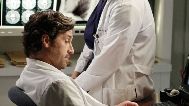 GREY'S ANATOMY - "She's Gone" - In the second hour, "She's Gone" (10:00-11:00 p.m.), news of Meredith and Derek's unsteady relationship raises a red flag for Zola's adoption counselor; Alex quickly realizes that he has become the outcast of the group after ratting out Meredith; and Cristina makes a tough decision regarding her unexpected pregnancy. Also, Chief Webber brings Henry in for a last minute surgery, alarming Teddy. "Grey's Anatomy" returns for its eighth season with a two-hour event THURSDAY, SEPTEMBER 22 (9:00-11:00 p.m., ET) on the ABC Television Network. (ABC/RON TOM)PATRICK DEMPSEY, KEVIN MCKIDD