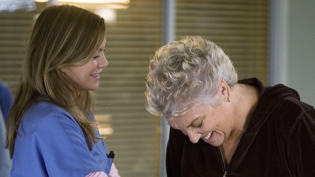 GREY'S ANATOMY - "Sympathy for the Devil" - Meredith meets Derek's mother, Carolyn, and tells her that she's not the kind of girl moms usually like, on "Grey's Anatomy," THURSDAY, JANUARY 15 (9:00-10:01 p.m., ET) on the ABC Television Network. (ABC/RANDY HOLMES) ELLEN POMPEO, TYNE DALY