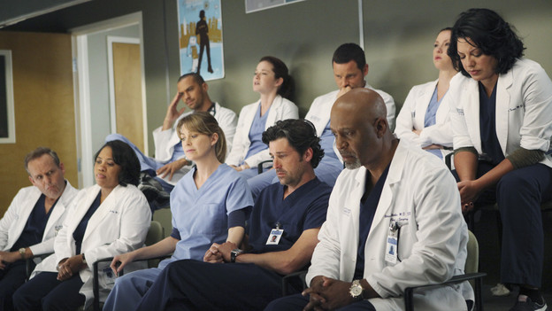 GREY'S ANATOMY - "Disarm" - News of the incoming mass causalities after a gunman opens fire at a local college hits the staff hard when they must spring into action, even while their own wounds are still fresh; and Arizona does not receive a warm welcome home at the hospital, on "Grey's Anatomy," THURSDAY, JANUARY 6 (9:00-10:01 p.m., ET) on the ABC Television Network. (ABC/ADAM LARKEY)PETER MACNICOL, CHANDRA WILSON, JESSE WILLIAMS, ELLEN POMPEO, SARAH DREW, PATRICK DEMPSEY, JUSTIN CHAMBERS, JAMES PICKENS JR., CHYLER LEIGH, SARA RAMIREZ