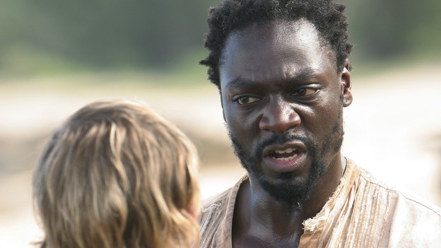LOST - "The 23rd Psalm" - Mr. Eko interrogates Charlie about the Virgin Mary statue, Claire begins to lose faith in Charlie when she discovers his secret, and Jack is an interested observer when Kate gives the recovering Sawyer a much-needed haircut, on "Lost," WEDNESDAY, JANUARY 11 (9:00-10:00 p.m., ET), on the ABC Television Network. (ABC/MARIO PEREZ) DOMINIC MONAGHAN, ADEWALE AKINNUOYE-AGBAJE
