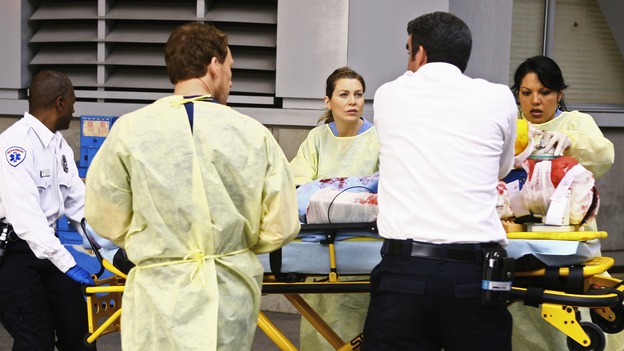 GREY'S ANATOMY - "Now or Never" - Drs. Owen Hunt, Meredith Grey and Callie Torres receive a new trauma, on "Grey's Anatomy," THURSDAY, MAY 14 (9:00-11:00 p.m., ET) on the ABC Television Network. KEVIN MCKIDD, ELLEN POMPEO, SARA RAMIREZ