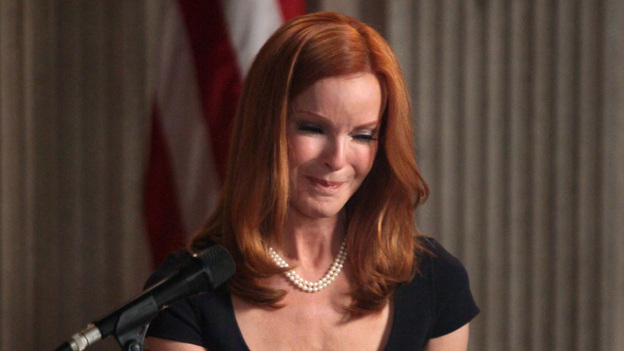 DESPERATE HOUSEWIVES - "The People Will Hear" - In the penultimate episode leading into the two-hour finale of this landmark series, as her trial nears, Bree begins to fall for her attorney, Trip (Scott Bakula); Susan becomes concerned when Julie doubts Porter's commitment to be a hands-on father to their unborn baby; as Tom gets closer to being transferred to India for his job - thanks to Lynette - she begins to have second thoughts and tries to convince his boss to rescind the move; and the ladies are shocked about Gaby's nonchalant attitude as Bree continues to stand trial and take the fall for Carlos in the murder of Alejandro, on "Desperate Housewives," SUNDAY, MAY 6 (9:01-10:01 p.m., ET) on the ABC Television Network. (ABC/DANNY FELD)MARCIA CROSS