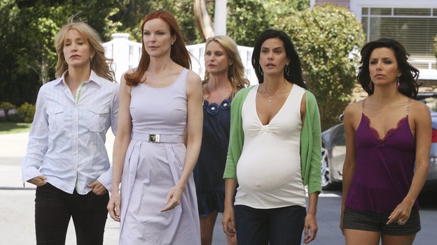 DESPERATE HOUSEWIVES - "Mother Said" - The women of Wisteria Lane turn their backs on Edie Britt, on Desperate Housewives," SUNDAY, MAY 11 (9:00-10:02 p.m., ET) on the ABC Television Network.  (ABC/DANNY FELD) FELICITY HUFFMAN, MARCIA CROSS, NICOLLETTE SHERIDAN, TERI HATCHER, EVA LONGORIA PARKER