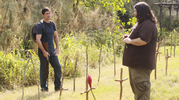 LOST - "Everybody Loves Hugo" - Hurley agonizes over what the group should do next, and Locke is curious about the new arrival to his camp, on "Lost," TUESDAY, APRIL 13 (9:00-10:02 p.m., ET) on the ABC Television Network. (ABC/MARIO PEREZ) MATTHEW FOX, JORGE GARCIA