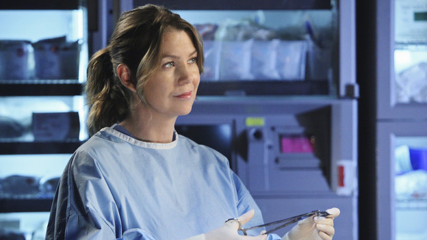 GREY'S ANATOMY - "Holidaze" -- As Thanksgiving, Christmas and New Year's pass, Miranda is visited by her father, William, who disapproves of her choices in life; meanwhile, Mark and Lexie must cope with the shocking arrival of a woman from his past, and Thatcher Grey questions the Chief's recent behavior as Meredith comes to his defense, on "Grey's Anatomy," THURSDAY, NOVEMBER 19 (9:00-10:01 p.m., ET) on the ABC Television Network. (ABC/DANNY FELD)ELLEN POMPEO