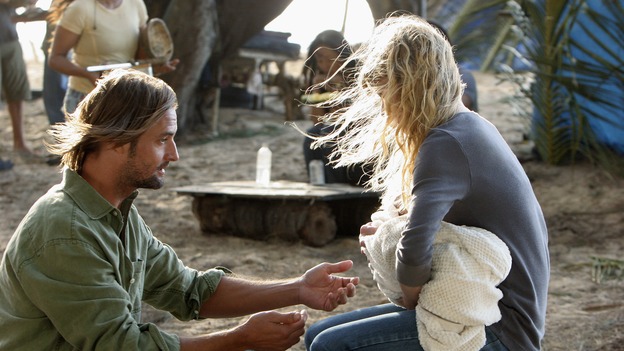 LOST - "Left Behind" - After discovering that one of her own has betrayed her to "The Others," Kate is left to fend for herself in the jungle with Juliet. Meanwhile, Hurley warns Sawyer to change his selfish ways and make amends with his fellow survivors or he may face a vote of banishment, on "Lost," WEDNESDAY, APRIL 4 (10:00-11:00 p.m., ET), on the ABC Television Network. (ABC/MARIO PEREZ)JOSH HOLLOWAY, EMILIE DE RAVIN