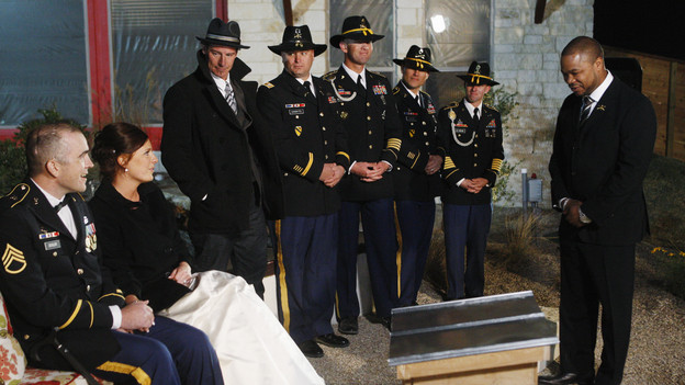 EXTREME MAKEOVER: HOME EDITION - "Zeigler-Hansen" - "Extreme Makeover: Home Edition" traveled to Fort Hood, Texas a year after tragedy struck the base to deliver a fresh start to one lucky couple. On November 5, 2009, a gunman fired more than 100 rounds at soldiers and civilians on base. In the aftermath, 13 people were left dead and 32 others were wounded. Among those caught in the crossfire... Patrick Zeigler, a soldier who had only returned from Iraq two weeks prior. On that ill-fated day, Zeigler was hit four times, with a near fatal gunshot to the head. Patrick's life was forever changed. Upon hearing of his tragedy, fiance Jessica Hansen put her college degree on hold in order to be by Patrick's side and to aid in his recovery. Now the couple will discover that love conquers all, on "Extreme Makeover: Home Edition," SUNDAY, FEBRUARY 20 (8:00-9:00 p.m., ET) on the ABC Television Network. (ABC/VIVIAN ZINK)PATRICK ZEIGLER, JESSICA ZEIGLER, TY PENNINGTON, XZIBIT