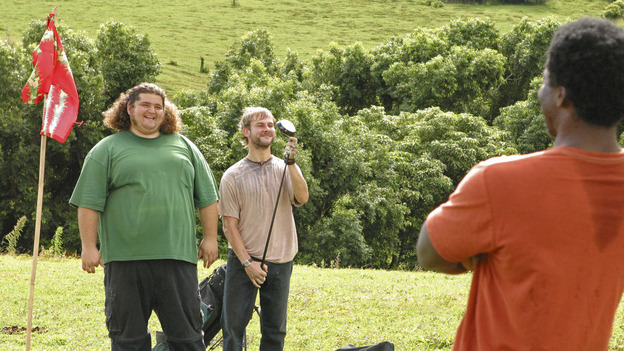 LOST - "Solitary" - Sayid's life is placed in grave danger after he stumbles upon the source of the mysterious French transmission. Meanwhile, Hurley has a ridiculous plan to make life on the island a little more civilized -- and it just might work -- on "Lost," WEDNESDAY, NOVEMBER 17 (8:00-9:00 p.m., ET), on the ABC Television Network. (ABC/MARIO PEREZ) JORGE GARCIA, DOMINIC MONAGHAN, HAROLD PERRINEAU