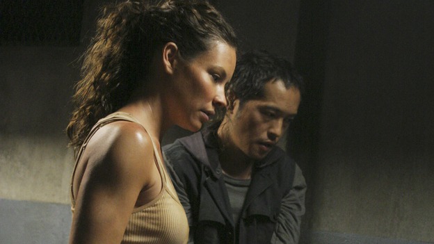 LOST - "Eggtown" - Kate's need to get information out of the hostage may jeopardize her standing with Locke -- as well as with Sawyer -- on "Lost," THURSDAY, FEBRUARY 21 (9:00-10:02 p.m., ET) on the ABC Television Network. (ABC/MARIO PEREZ)EVANGELINE LILLY, KEN LEUNG