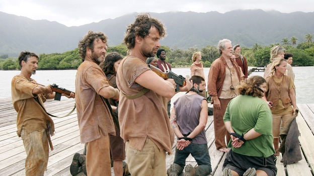 LOST -- "Live Together, Die Alone" - After discovering something odd just offshore, Jack and Sayid come up with a plan to confront "The Others" and hopefully get Walt back. Meanwhile, Eko and Locke come to blows as Locke makes a potentially cataclysmic decision regarding the "button" and the hatch, on the season finale of "Lost," WEDNESDAY, MAY 24 (9:00-11:00 p.m., ET), on the ABC Television Network. (ABC/MARIO PEREZ)TANIA RAYMONDE, APRIL GRACE, HAROLD PERRINEAU, MATTHEW FOX, M.C. GAINEY, JORGE GARCIA
