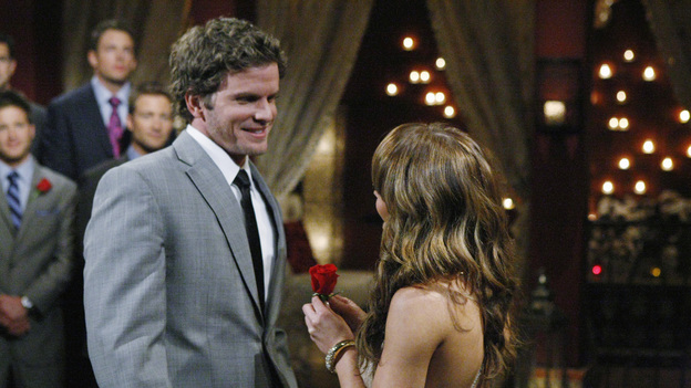 THE BACHELORETTE - The premiere, "Episode 701," begins with a huge surprise as Ashley discloses she already knows one of the men, someone a former "Bachelor" cast member has warned her is here for the wrong reasons. Meanwhile, Ashley's old insecurity returns when she reveals to Chris Harrison that she fears the men will be disappointed when they learn she is the Bachelorette. The 25 eligible guys start arriving, eager to make an impression, including a handsome chef who steals a kiss; a Wall St. banker who brings her a pair of ballet tickets; a winery owner who pours her a bottle of her own special vintage, and a former professional baseball player who recites a poem he wrote for her. But nothing tops the mysterious bachelor who steps out of the limo wearing a mask. Finally, the man Ashley has been warned about arrives; though skeptical, she is thrown by his good looks and quiet charm. "The Bachelorette" premieres MONDAY, MAY 23 (9:00-11:00 p.m., ET), on the ABC Television Network. (ABC/RICK ROWELL) FOREGROUND: BENTLEY, ASHLEY HEBERT