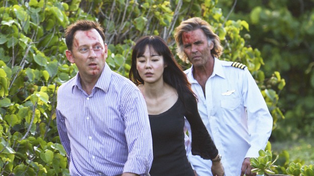 LOST - "Namaste" - When some old friends drop in unannounced, Sawyer is forced to further perpetuate his lie in order to protect them, on "Lost," WEDNESDAY, MARCH 18 (9:00-10:02 p.m., ET) on the ABC Television Network. (ABC/MARIO PEREZ)MICHAEL EMERSON, YUNJIN KIM, JEFF FAHEY