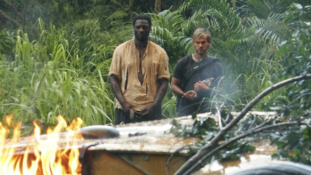 LOST - "The 23rd Psalm" - Mr. Eko interrogates Charlie about the Virgin Mary statue, Claire begins to lose faith in Charlie when she discovers his secret, and Jack is an interested observer when Kate gives the recovering Sawyer a much-needed haircut, on "Lost," WEDNESDAY, JANUARY 11 (9:00-10:00 p.m., ET), on the ABC Television Network. (ABC/MARIO PEREZ) ADEWALE AKINNUOYE-AGBAJE, DOMINIC MONAGHAN