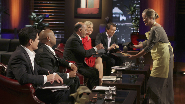 SHARK TANK - "Episode 306" - It becomes obvious to the Sharks that three ice cream makers from Old Lyme, CT don't have much money sense when pitching their beer-infused flavored ice cream. A man from Englewood, CO brings his dog along to demonstrate how his pre-packaged meals for pets work. It gets loud when two women from Los Angeles, CA hope the Sharks will gear up to make a deal with their line of protective safety wear for motorcycle enthusiasts. A young, street-smart entrepreneur from Venice, CA wants the Sharks to go into his clothing business that allows people to digitally put images on any garment, turning it into wearable art. Also, a follow-up on Randy & Darryl Lanz from Peachtree City, Georgia and their Ride On Carry On luggage attachment, which Barbara invested in during Season 2, on "Shark Tank," FRIDAY, MARCH 23 (8:00-9:01 p.m., ET) on the ABC Television Network. (ABC/MICHAEL ANSELL)MARK CUBAN, DAYMOND JOHN, KEVIN O'LEARY, BARBARA CORCORAN, ROBERT HERJAVEC