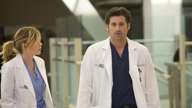 GREY'S ANATOMY - "Freedom" - On the two-hour season finale of "Grey's Anatomy," Meredith and Derek have one last shot at a successful outcome in their clinical trial, as the other surgeons work together to free a boy from a hardening block of cement. Meanwhile, Izzie helps Alex care for an ailing Rebecca, and Lexie discovers critical information about George's intern status, on "Grey's Anatomy," THURSDAY, MAY 22 (9:00-11:00 p.m., ET) on the ABC Television Network. (ABC/RANDY HOLMES)ELLEN POMPEO, PATRICK DEMPSEY