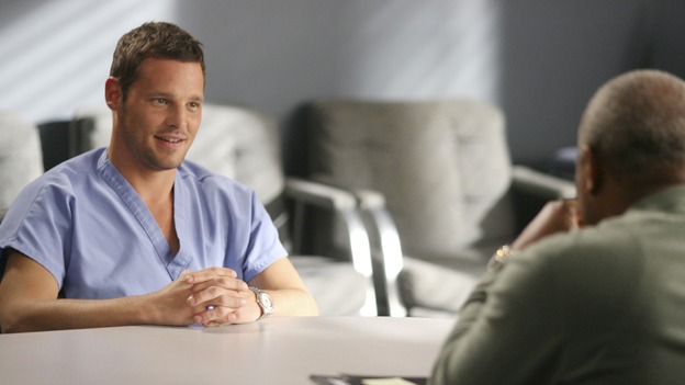 GREY'S ANATOMY - In the first hour of part two of the season finale of ABC's "Grey's Anatomy" -- "Deterioration of the Fight or Flight Response" -- Izzie and George attend to Denny as the pressure increases to find him a new heart, Cristina suddenly finds herself in charge of an ER, and Derek grapples with the realization that the life of a friend is in his hands. In the second hour, "Losing My Religion," Richard goes into interrogation mode about a patient's condition, Callie confronts George about his feelings for her, and Meredith and Derek meet about Doc. Part two of the season finale of "Grey's Anatomy" airs MONDAY, MAY 15 (9:00-11:00 p.m., ET) on the ABC Television Network. (ABC/SCOTT GARFIELD)JUSTIN CHAMBERS, JAMES PICKENS, JR.