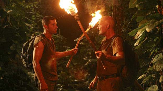 102844_491 -- LOST - "Exodus," Part 2" - The castaways on the raft are surprised at sea by something they didn't expect. Meanwhile, remaining islanders try to blow open the hatch, and a visitor to the encampment might be a threat to Claire's infant son, on the Season Finale of "Lost," WEDNESDAY, MAY 25 (8:00-10:00 p.m., ET), on the ABC Television Network.(ABC/MARIO PEREZ)MATTHEW FOX, TERRY O'QUINN