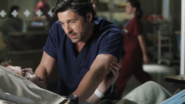 GREY'S ANATOMY - "With You I'm Born Again" -- After an unforgettable and heart-pounding season finale, "Grey's Anatomy" returns for its seventh season on THURSDAY, SEPTEMBER 23 (9:00-10:01 p.m., ET) on the ABC Television Network. In the season premiere, the hospital staff is trying to deal with physical and emotional trauma in the wake of the deadly rampage of a vengeful gunman. As Dr. Perkins (James Tupper), a trauma counselor, is brought in to help in the recovery and to assess each doctor's readiness to return to work, Derek makes a spontaneous decision to resign as Chief and rushes back into surgery, taking everything a little too fast, and Cristina buries herself in her wedding planning. (ABC/PETER "HOPPER" STONE)MATTHEW FAHEY, PATRICK DEMPSEY