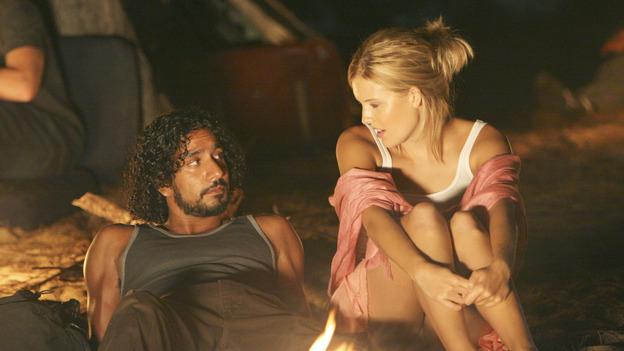 LOST - "Whatever the Case May Be" - Jack, Kate and Sawyer fight over possession of a newly discovered locked metal briefcase which might contain insights into Kate's mysterious past. Meanwhile, Sayid asks a reluctant Shannon to translate notes he took from the French woman, a rising tide threatens to engulf the fuselage and the entire beach encampment, and Rose and a grieving Charlie tentatively bond over Claire's baffling disappearance, on "Lost," WEDNESDAY, JANUARY 5 (8:00-9:00 p.m., ET), on the ABC Television Network.  (ABC/MARIO PEREZ) NAVEEN ANDREWS, MAGGIE GRACE
