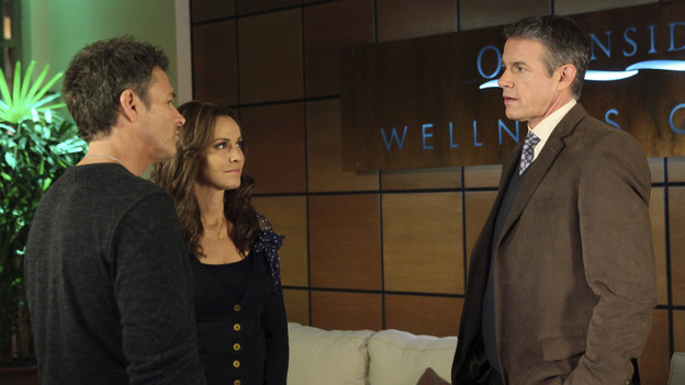 PRIVATE PRACTICE - "Can't Find My Way Back Home" - Despite how Charlotte is choosing to deal with the aftermath of her sexual assault, her fellow doctors think they know what's best, teaming up to pursue criminal charges against her attacker. Pete gets a surprise visitor, his estranged brother, who has come to ask Pete to help release their sick mother from prison, on "Private Practice," THURSDAY, NOVEMBER 18 (10:01-11:00 p.m., ET) on the ABC Television Network. (ABC/DANNY FELD)TIM DALY, AMY BRENNEMAN, KYLE SECOR