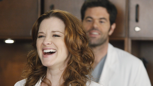 GREY'S ANATOMY - "If/Then" - As Meredith puts Zola to bed and falls asleep, she begins to wonder -- what if her mother had never had Alzheimer's and she'd had loving, supportive parents? The reverberations of a happy Meredith Grey change the world of Seattle Grace as we know it. What if she had never met Derek in that bar and he had never separated from Addison? What if Callie and Owen had become a couple long before she met Arizona? And what if Bailey never evolved from the meek intern she once was? "Grey's Anatomy" airs THURSDAY, FEBRUARY 2 (9:00-10:02 p.m., ET) on the ABC Television Network. (ABC/VIVIAN ZINK)SARAH DREW, ROBERT BAKER