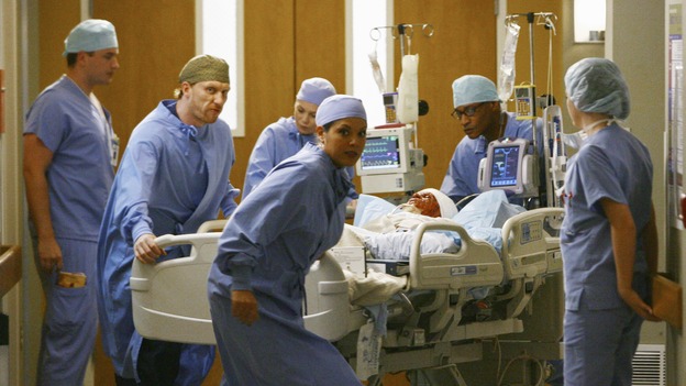 GREY'S ANATOMY - "Now or Never" - Drs. Hunt, Torres and Grey rush the seriously injured patient "John&nbsp;Doe" to surgery, on "Grey's Anatomy," THURSDAY, MAY 14 (9:00-11:00 p.m., ET) on the ABC Television Network. KEVIN MCIDD, ELLEN POMPEO, SARA RAMIREZ, T.R. KNIGHT