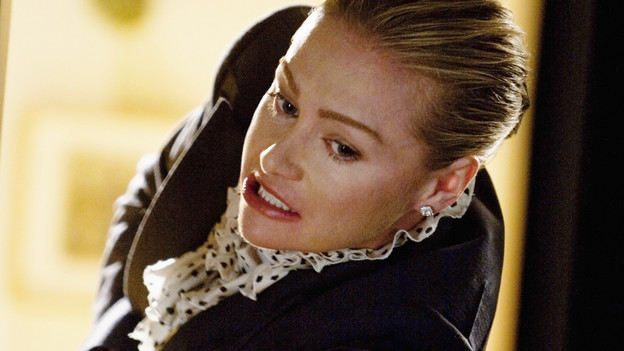 BETTER OFF TED - "Lust in Translation" - Ted romances a beautiful German executive (guest star Stefanie von Pfetten) who can't speak a word of English. It doesn't matter - Veridian is developing a translation device for her company, enabling the two to communicate. The problem is, the voice of the device is Phil's, which ruins the mood for Ted, on "Better Off Ted," TUESDAY, JANUARY 5 (9:30-10:00 p.m., ET) on the ABC Television Network. (ABC/RANDY HOLMES)PORTIA DE ROSSI