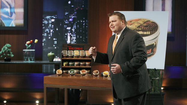 SHARK TANK -"Episode 204" -- Tempers flare when guest Shark Mark Cuban urges the entrepreneurs to stop negotiating with the other Sharks if they even want a chance to make a business deal with him. In this episode, a fireman from Arkansas brings an invention to the Shark Tank that could make millions and save lives; after creating an eco-friendly way to listen to music on the go, a duo from Chicago hope the Sharks will want to invest; a feisty, combative entrepreneur from Montclair, New Jersey seeks to cash in on the lucrative wedding business; and a man from Oklahoma hopes the Sharks will smell the money when he pitches his unique male-oriented brand of candles, on "Shark Tank," FRIDAY, MAY 6 (8:00-9:00 p.m., ET) on the ABC Television Network. (ABC/CRAIG SJODIN)JOHNSON BAILEY (MAN CANDLE)