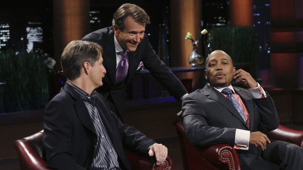 SHARK TANK - "Episode 203" - While successful comedian and businessman Jeff Foxworthy makes his debut as a guest "Shark" investor, Vincent Pastore ("The Sopranos") becomes the first celebrity to pitch a business proposition to the Sharks. He and his New Jersey business partner present a novel idea that could have everyone holding on tighter to their money. Also, a flight attendant and her husband, from Georgia, believe their unique portable child's seat will help make traveling with kids much easier; a duo from Florida believe they have the next big lifestyle clothing brand; an entrepreneur from North Carolina has an emotional attachment to a business his father started before he passed away; and there'll be an update on Tiffany Krumin, the maker of Ava the Elephant, a device that went from a home-made prototype to a mass-produced product sold in retail chains nationwide, on "Shark Tank," FRIDAY, APRIL 8 (8:00-9:00 p.m., ET) on ABC. (ABC/MICHAEL ANSELL)JEFF FOXWORTHY, ROBERT HERJAVEC, DAYMOND JOHN