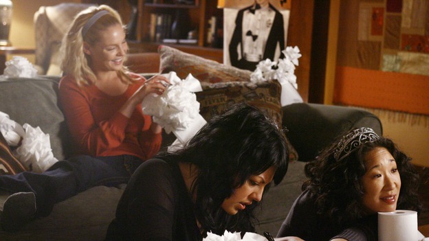 GREY'S ANATOMY - "Didn't We Almost Have It All" - Cristina and Burke's wedding day arrives - along with the interns' first exam results - and a successor to the Chief is named, as Callie and George make a big decision about their relationship, on the Season Finale of "Grey's Anatomy," THURSDAY, MAY 17 (9:00-10:07 p.m., ET) on the ABC Television Network. (ABC/SCOTT GARFIELD)KATHERINE HEIGL, SARA RAMIREZ, SANDRA OH