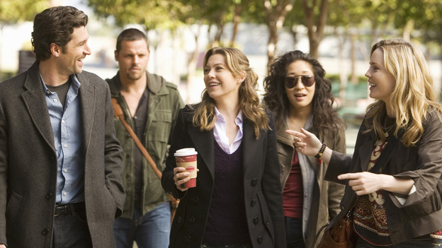 GREY'S ANATOMY - "These Ties That Bind" - Meredith, Derek, Alex and Cristina head in to work with Meredith's old friend Sadie, on "Grey's Anatomy," THURSDAY, NOVEMBER 13 (9:00-10:01 p.m., ET) on the ABC Television Network. (ABC/RANDY HOLMES) PATRICK DEMPSEY, JUSTIN CHAMBERS, ELLEN POMPEO, SANDRA OH, MELISSA GEORGE