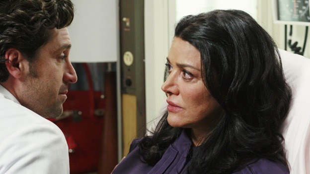 GREY'S ANATOMY - "Scars and Souvenirs" - The race for chief heats up after a new competitor enters the fray, tensions escalate between Izzie and George, and Callie must reveal a big secret. Meanwhile, Derek treats a patient near and dear to him, while Alex continues his work with Jane Doe, on "Grey's Anatomy," THURSDAY, MARCH 15 (9:00-10:01 p.m., ET) on the ABC Television Network. (ABC/RON TOM)PATRICK DEMPSEY, SHOHREH AGHDASHLOO