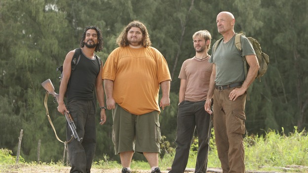 LOST - "Flashes Before Your Eyes" - A suspicious and determined Hurley enlists Charlie to help him wrangle the truth out of Desmond, who has been acting strangely ever since the implosion of the hatch, on "Lost," WEDNESDAY, FEBRUARY 14 (10:00-11:00 p.m., ET), on the ABC Television Network.  (ABC/MARIO PEREZ)NAVEEN ANDREWS, JORGE GARCIA, DOMINIC MONAGHAN, TERRY O'QUINN