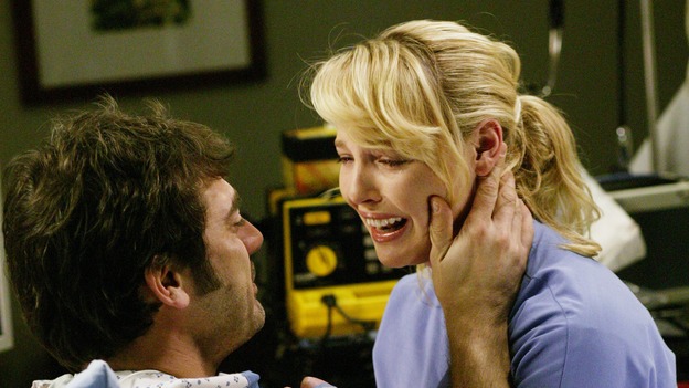 GREY'S ANATOMY - "17 Seconds" - Finn gives a health update on Doc, Meredith is assigned to work with Callie for the day while George gets paired with Derek, and Burke and Izzie continue to try to find a heart for Denny, on part one of the season finale of "Grey's Anatomy," SUNDAY, MAY 14 (10:00-11:00 p.m., ET) on the ABC Television Network. (ABC/BYRON COHEN)JEFFREY DEAN MORGAN, KATHERINE HEIGL