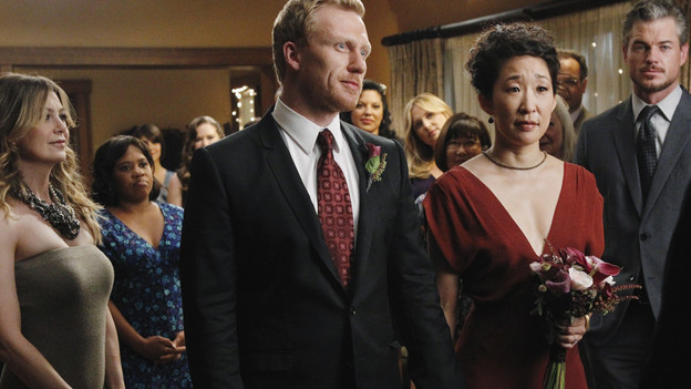 GREY'S ANATOMY - "With You I'm Born Again" -- After an unforgettable and heart-pounding season finale, "Grey's Anatomy" returns for its seventh season on THURSDAY, SEPTEMBER 23 (9:00-10:01 p.m., ET) on the ABC Television Network. In the season premiere, the hospital staff is trying to deal with physical and emotional trauma in the wake of the deadly rampage of a vengeful gunman. As Dr. Perkins (James Tupper), a trauma counselor, is brought in to help in the recovery and to assess each doctor's readiness to return to work, Derek makes a spontaneous decision to resign as Chief and rushes back into surgery, taking everything a little too fast, and Cristina buries herself in her wedding planning. (ABC/PETER "HOPPER" STONE)ELLEN POMPEO, CHANDRA WILSON, CHYLER LEIGH (OBSCURED), KEVIN MCKIDD, SARA RAMIREZ, JESSICA CAPSHAW, SANDRA OH, ERIC DANE
