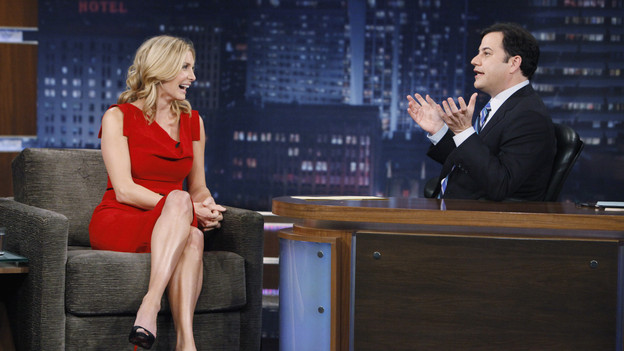 JIMMY KIMMEL LIVE - "Jimmy Kimmel Live" airs every weeknight, (12:05 - 1:05 a.m., ET), following "Nightline," featuring a diverse lineup of guests that include celebrities, athletes, musical acts, comedians and human interest subjects, along with comedy bits and a house band. The guests for THURSDAY, NOVEMBER 6 included actress Elizabeth Mitchell ("Lost"),  actor Jesse Williams ("Grey's Anatomy") and musical guest Florence and The Machine. (ABC/KAREN NEAL)ELIZABETH MITCHELL, JIMMY KIMMEL