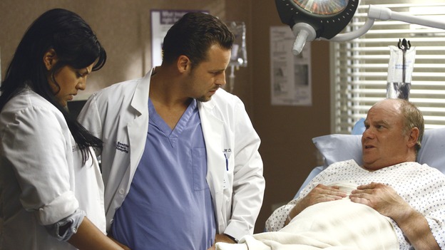 GREY'S ANATOMY - "A Change is Gonna Come" - Having just returned from her honeymoon with Meredith, Cristina searches for Burke, but he's nowhere to be found. Meredith, Cristina, Izzie and Alex spend their first day as residents with their own groups of interns - among the interns are George, repeating his intern year after failing his exams, and Lexie Grey, Meredith's half-sister whom she has never met. Now that Derek's relationship with Meredith has reached an emotional impasse, he looks to his fellow doctors for friendship; Bailey wrestles with her place within the hospital now that her former interns report to new Chief Resident Callie; and Richard resumes his position as Chief of Surgery, on the season premiere of "Grey's Anatomy," THURSDAY, SEPTEMBER 27 (9:00-10:01 p.m., ET) on the ABC Television Network. (ABC/SCOTT GARFIELD)SARA RAMIREZ, JUSTIN CHAMBERS, STEVE M. PORTER