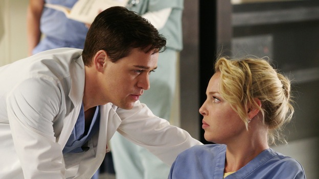GREY'S ANATOMY - "Damage Case" -- The interns deal with a family involved in a car accident, Derek lets his emotions get the best of him, and Burke and Izzie make a new suggestion to Denny, on "Grey's Anatomy," SUNDAY, MAY 7 (10:00-11:00 p.m., ET) on the ABC Television Network. (ABC/RON TOM)T.R. KNIGHT, KATHERINE HEIGL