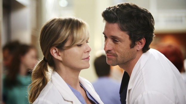 GREY'S ANATOMY - "Here Comes the Flood" - A plumbing leak becomes a deluge and wreaks havoc at Seattle Grace, as the Chief attempts to implement new teaching policies and George tries to retake his residency exam; meanwhile Derek hopes to move the roommates out of Meredith's house, to their surprise, on "Grey's Anatomy," THURSDAY, OCTOBER 9 (9:00-10:01 p.m., ET) on the ABC Television Network. (ABC/DANNY FELD)ELLEN POMPEO, PATRICK DEMPSEY