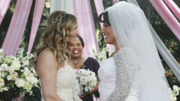 GREY'S ANATOMY - "White Wedding" - As Callie and Arizona's wedding approaches, the couple quickly realize that the day they've been looking forward to is not turning out the way they'd envisioned. Meanwhile Alex continues to make the other residents jealous as he appears to be the top contender for Chief Resident, Meredith and Derek make a decision that will change their lives forever, and Dr. Perkins presents Teddy with a very tempting proposition, on Grey's Anatomy," THURSDAY, MAY 5 (9:00-10:01 p.m., ET) on the ABC Television Network. (ABC/RICHARD CARTWRIGHT)JESSICA CAPSHAW, CHANDRA WILSON, SARA RAMIREZ