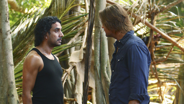 LOST - "Everybody Loves Hugo" - Hurley agonizes over what the group should do next, and Locke is curious about the new arrival to his camp, on "Lost," TUESDAY, APRIL 13 (9:00-10:02 p.m., ET) on the ABC Television Network. (ABC/MARIO PEREZ) NAVEEN ANDREWS, JOSH HOLLOWAY