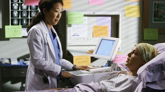 GREY'S ANATOMY - "Now or Never" - Dr.&nbsp;Izzie Stevens confides in Dr. Cristina Yang about a fight she had with her new husband, Dr. Alex Karev, on "Grey's Anatomy," THURSDAY, MAY 14 (9:00-11:00 p.m., ET) on the ABC Television Network. SANDRA OH, KATHERINE HEIGL
